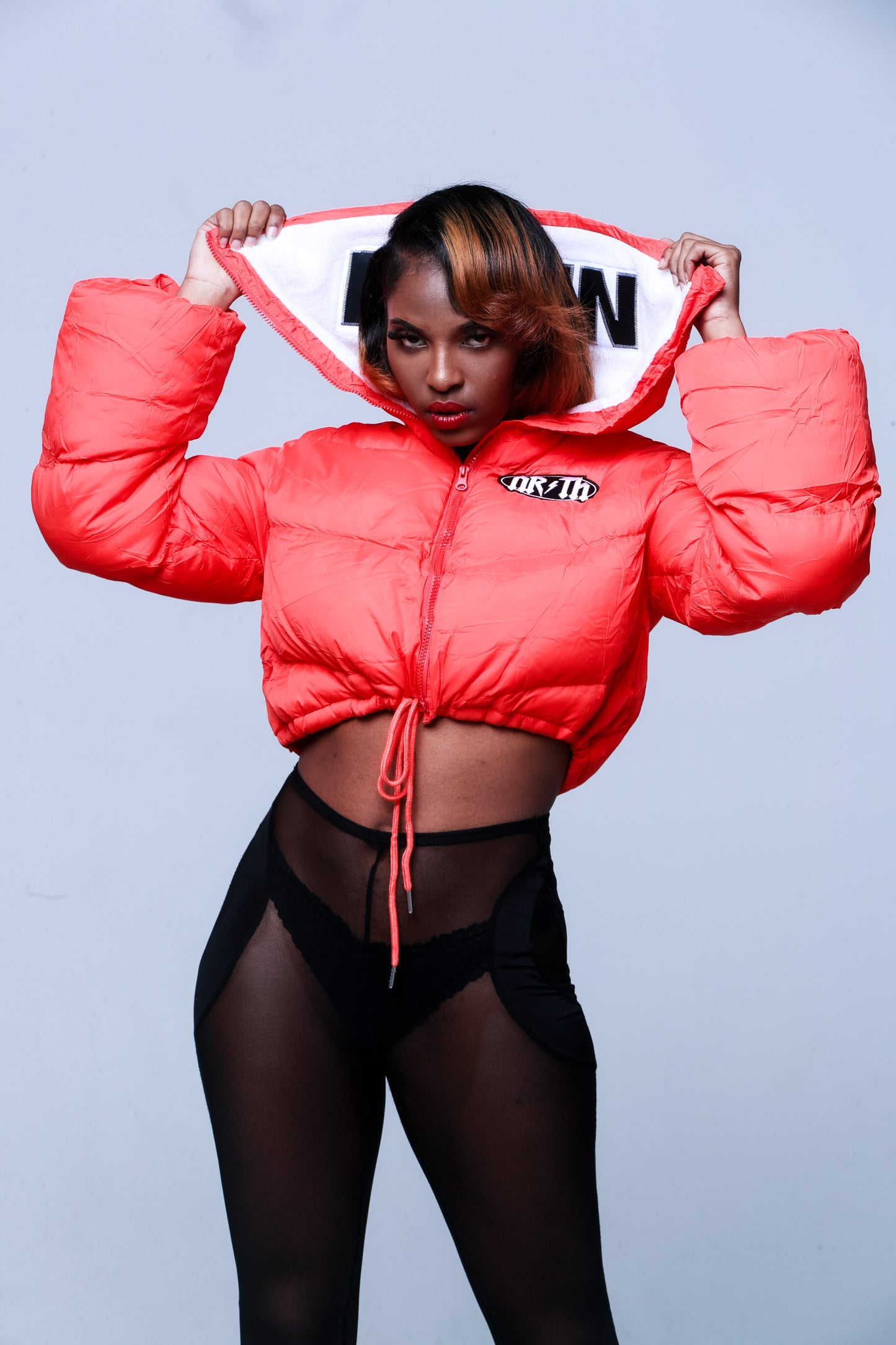 Womens Crop Puffer ( Red )