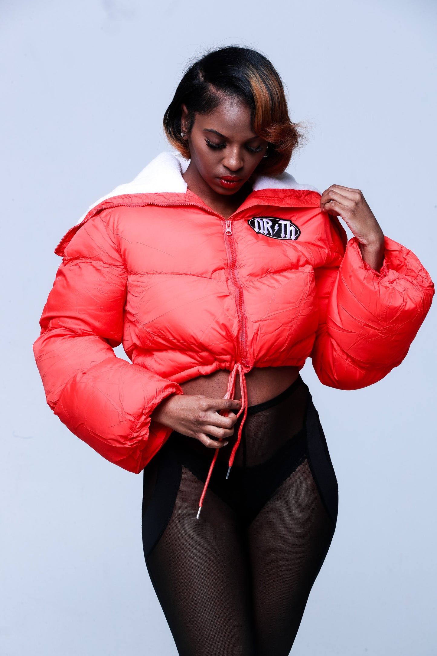 Womens Crop Puffer ( Red )