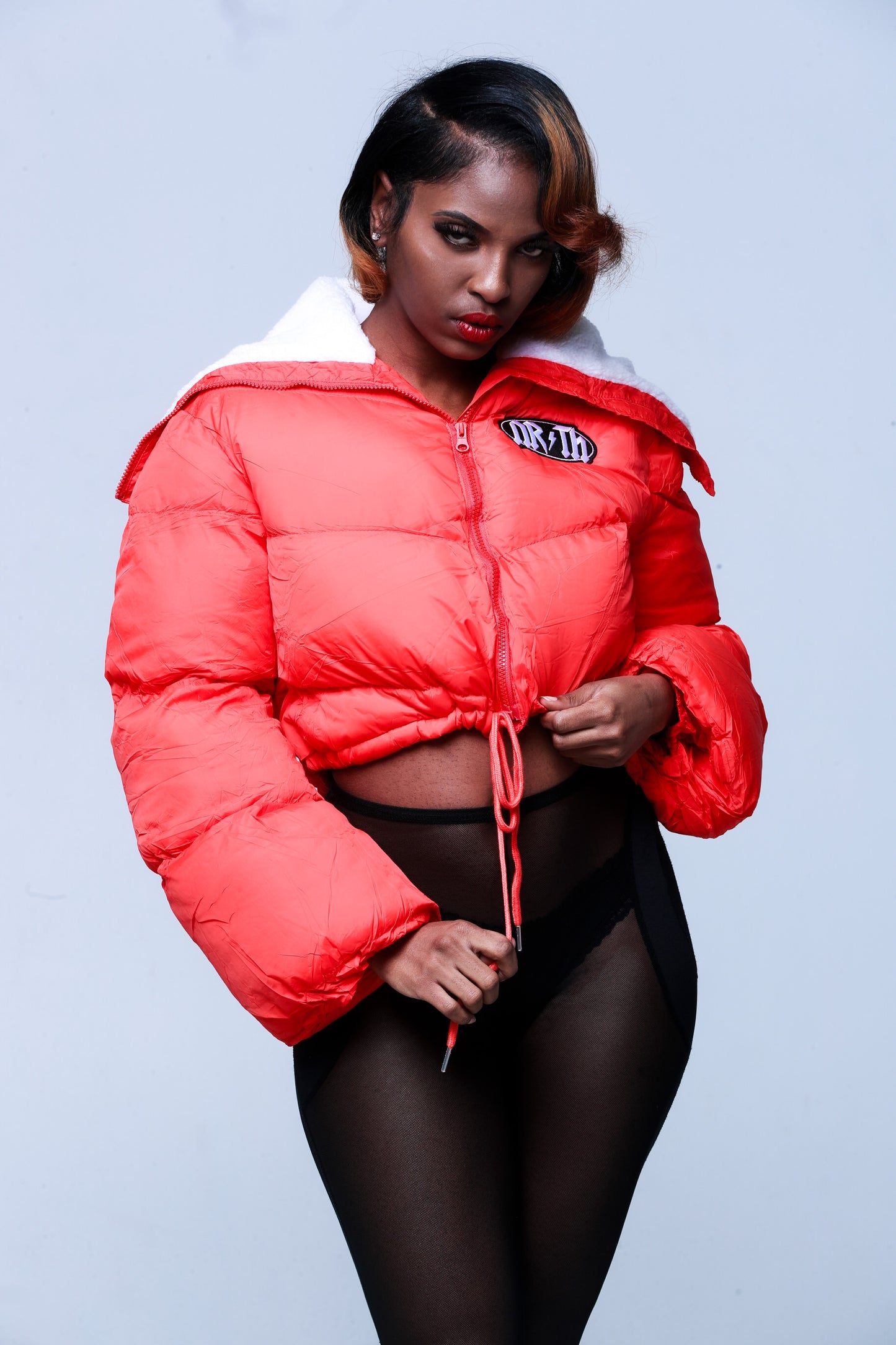 Womens Crop Puffer ( Red )