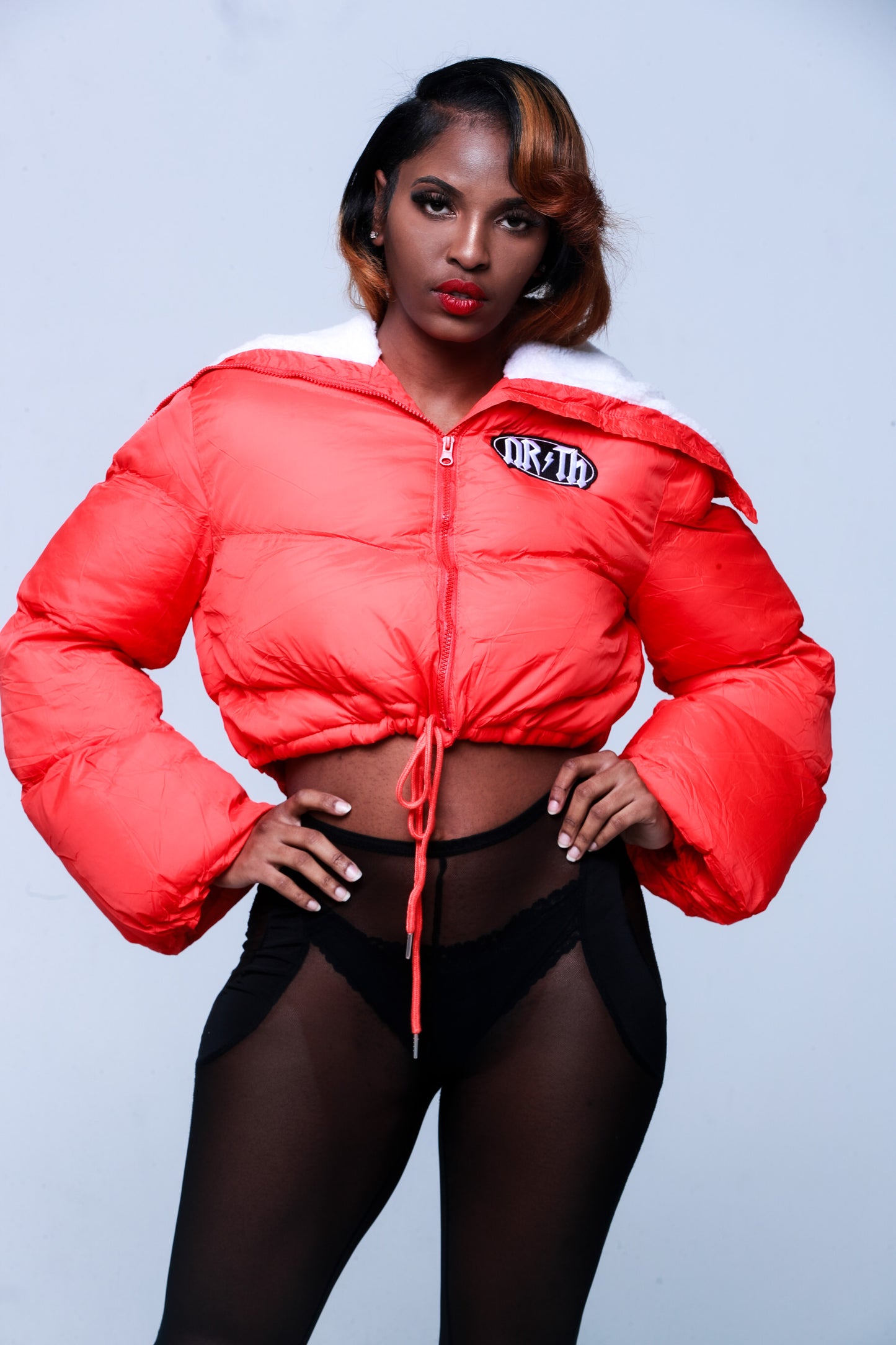 Womens Crop Puffer ( Red )