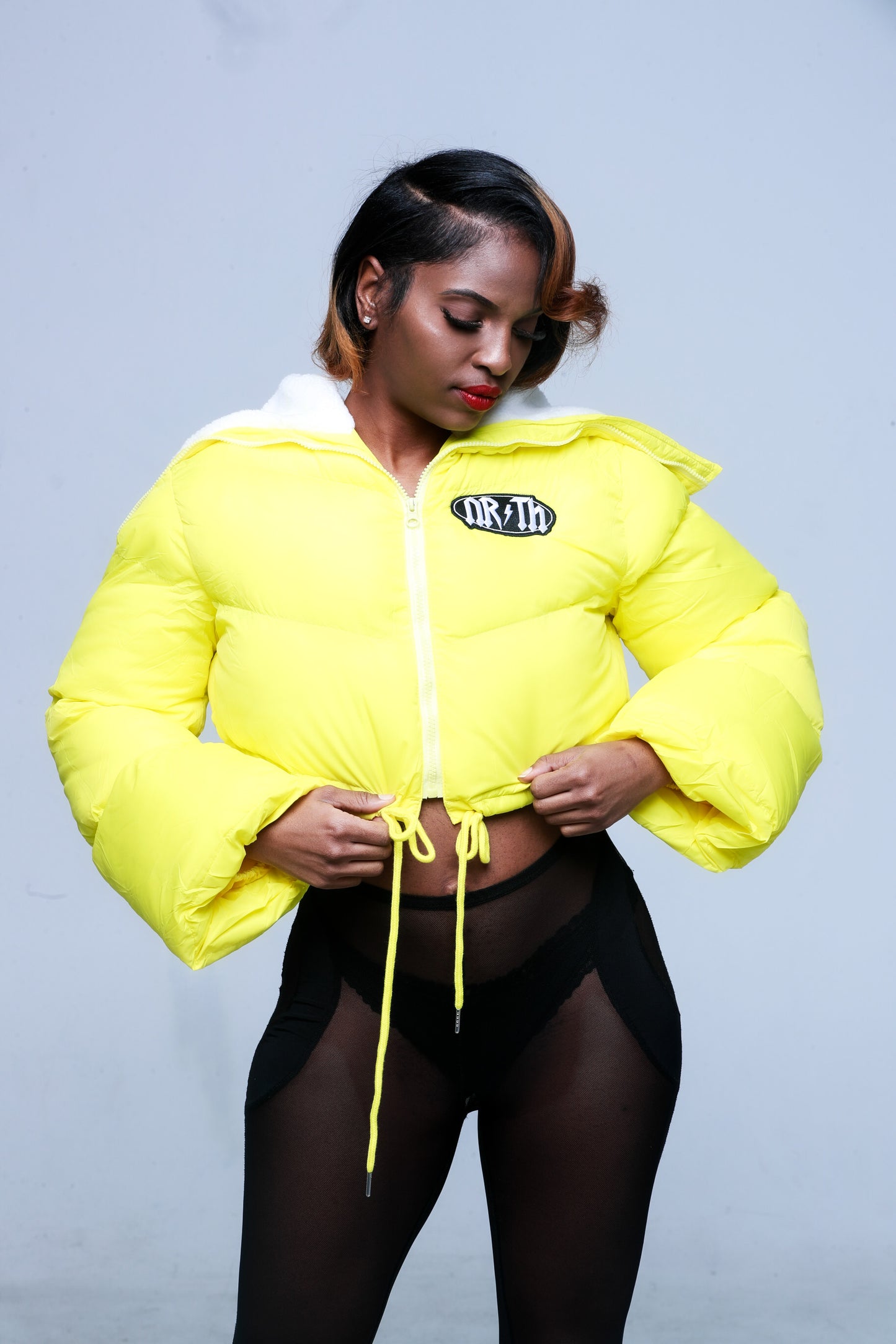 Womens Crop Puffer ( Yellow)