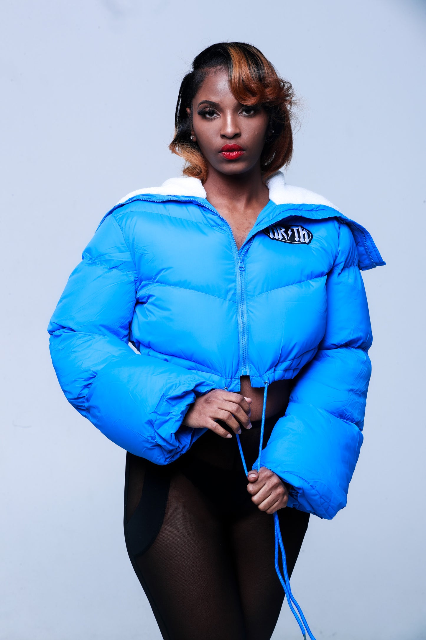 Womens Crop Puffer ( Blue )