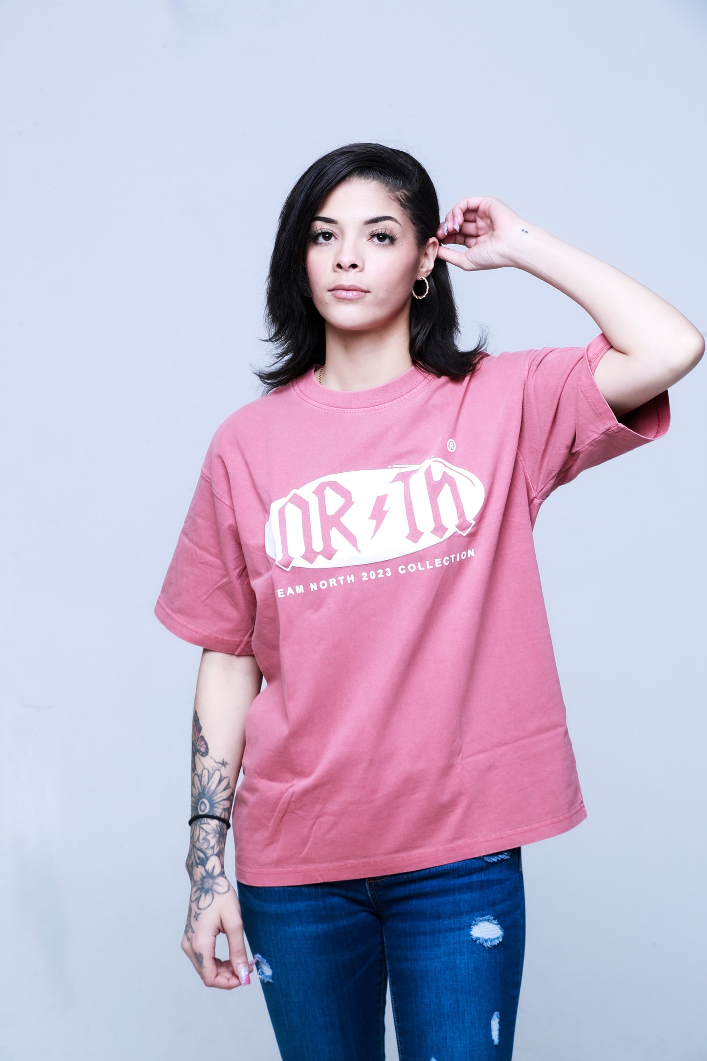 Nrth Oval Puff Print  Faded Red Tee