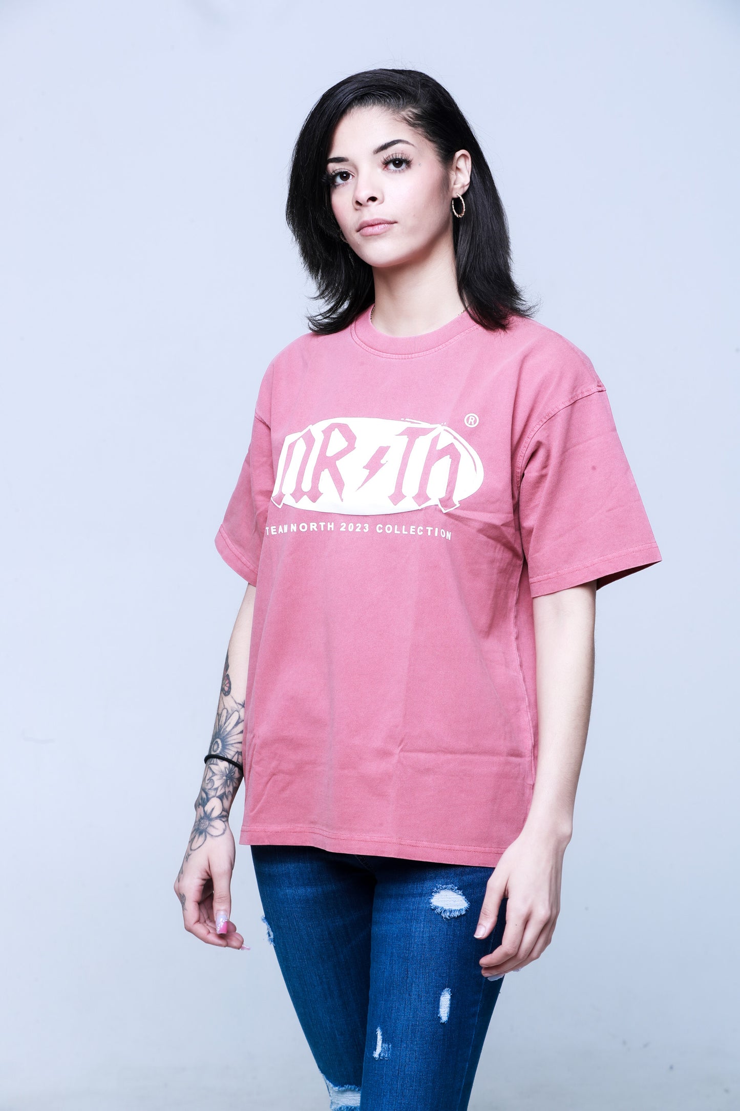 Nrth Oval Puff Print  Faded Red Tee