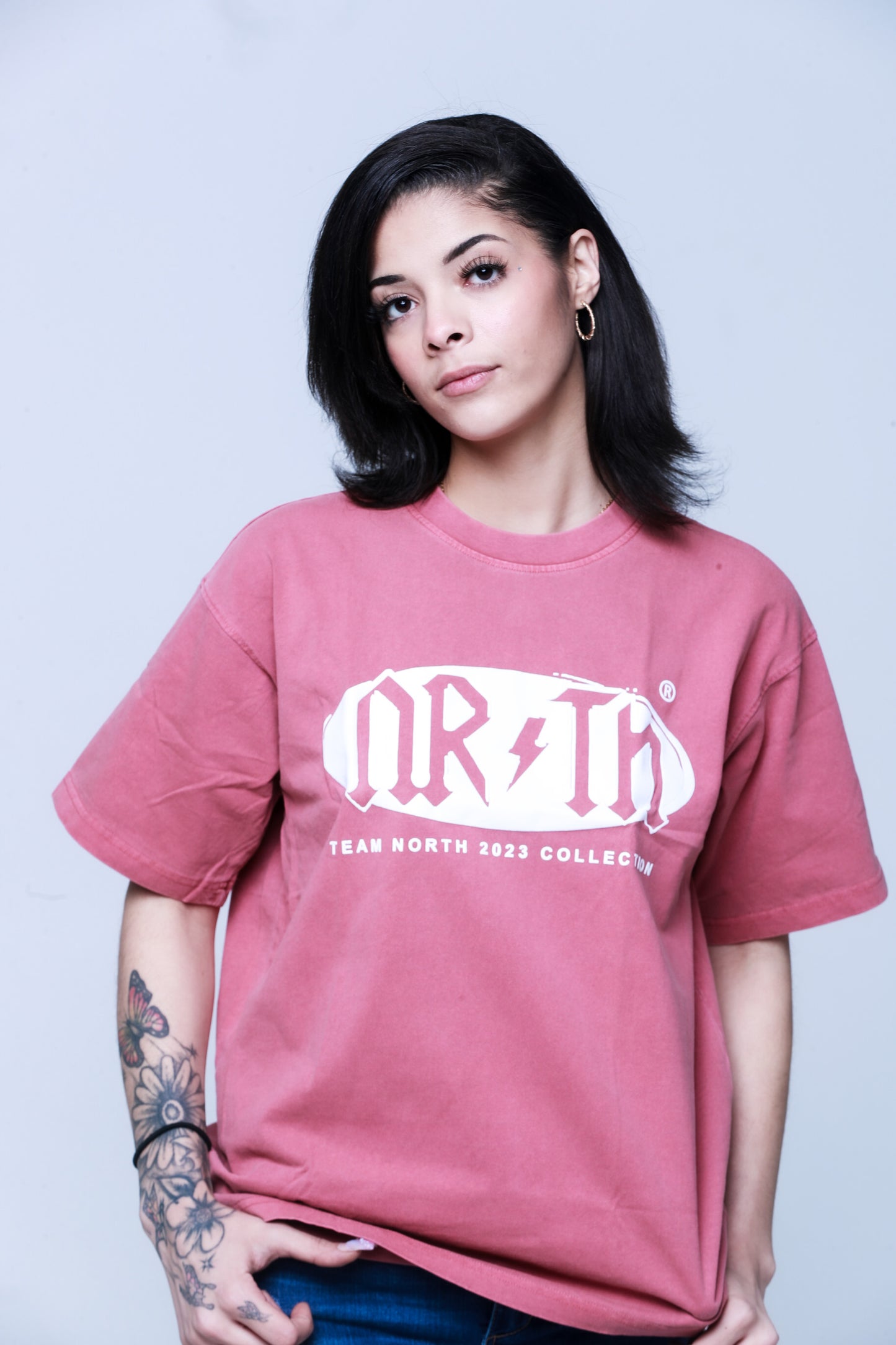 Nrth Oval Puff Print  Faded Red Tee